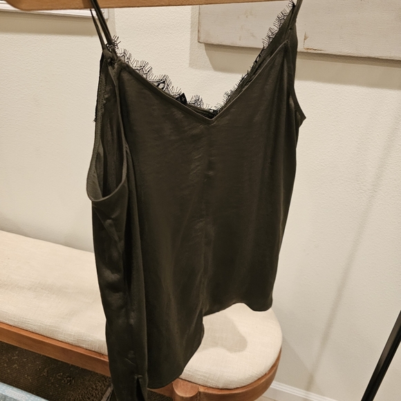 Express Olive Green top w/ Black Lace Trim - Picture 9 of 10